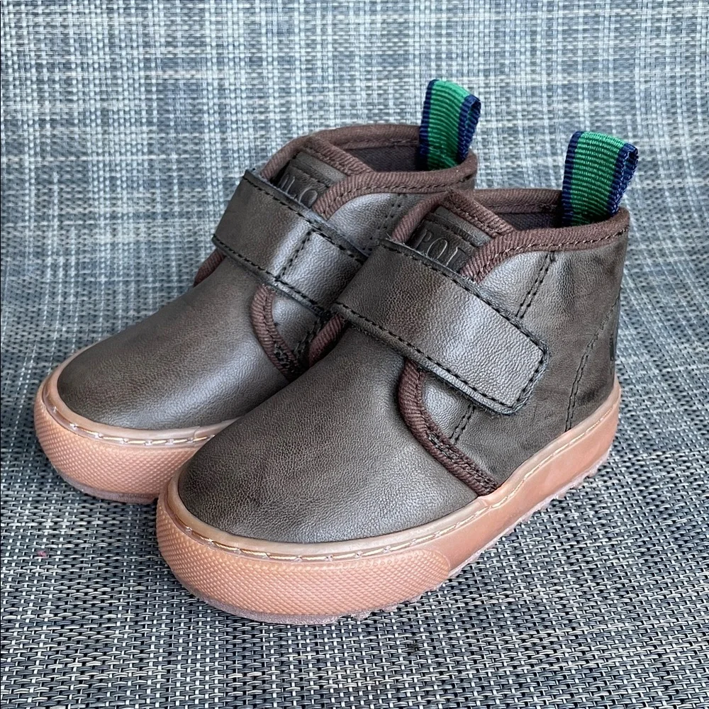 Polo by Ralph Lauren Brown Chocolate Chett-EZ Leather Strap Boots infant shoes 4